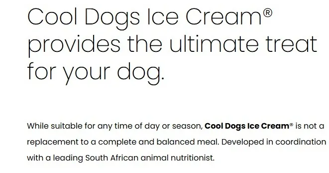 Cool Dogs Ice Cream disclaimer and nutrition information