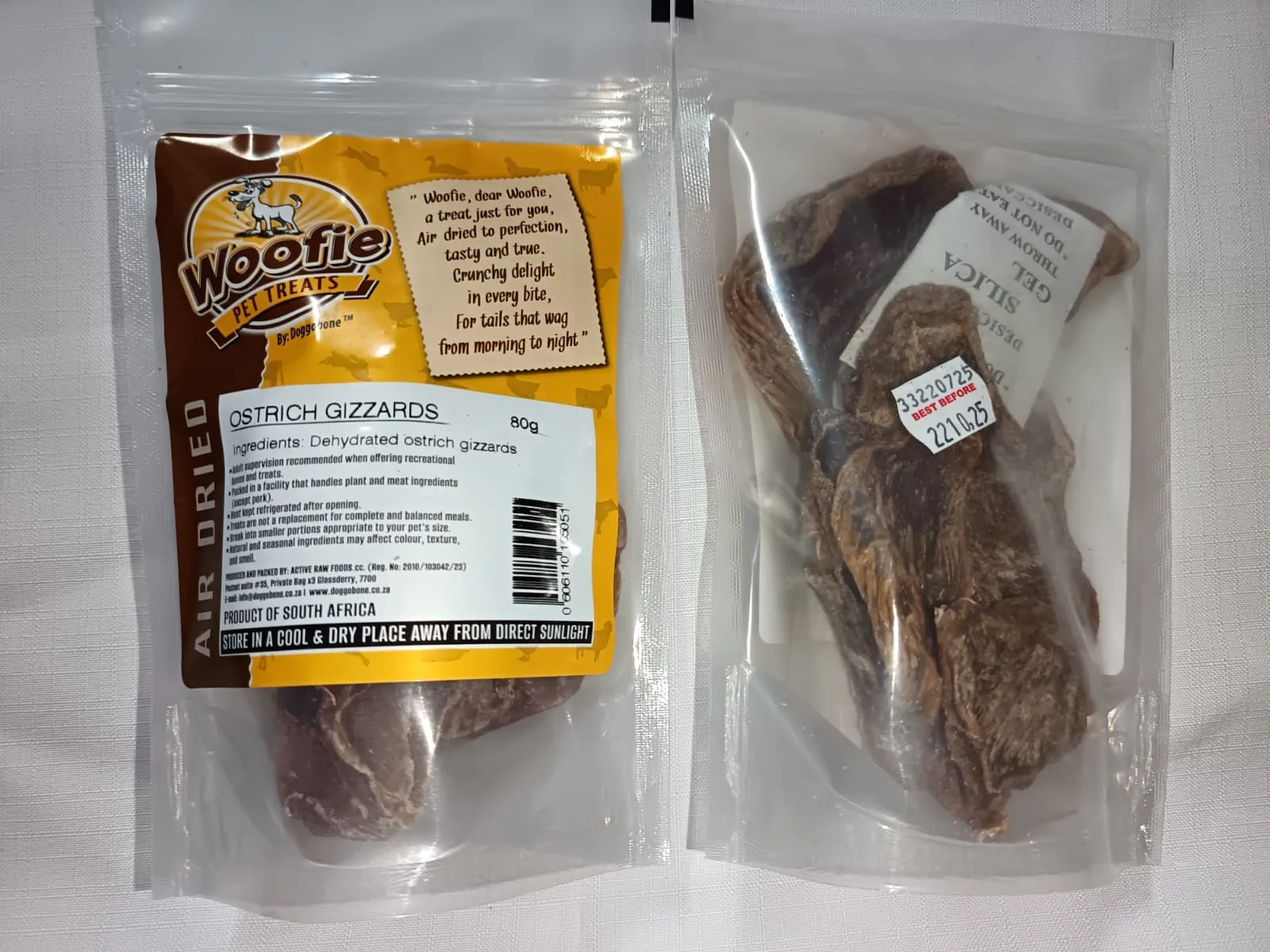 Woofie Air Dried Ostrich Gizzards 80g