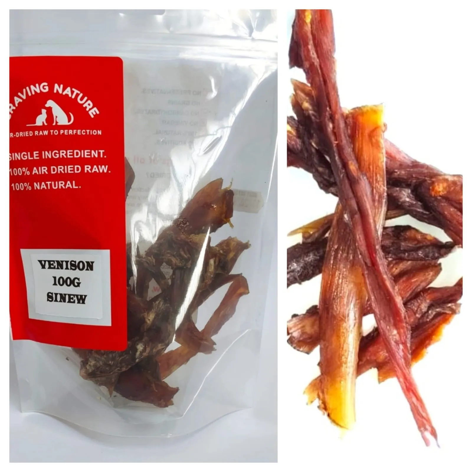 Craving Nature Venison Sinew 100g air-dried raw treat